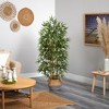 Nearly Natural 64-in Bamboo Artificial Tree Natural Bamboo Trunks in Boho Chic Handmade Cotton & Jute Gray Woven Planter - image 4 of 4