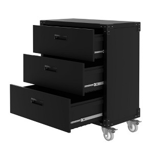 Garvee 3 Drawer File Cabinet, Heavy Duty Metal Wide Filing Organization Cabinet with Wheels, Black - 1 of 4