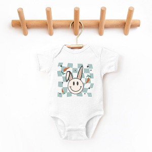 The Juniper Shop Checkered Smiley Easter Bunny Baby Bodysuit - 1 of 2