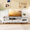 Costway 71" TV Stand for TVs up to 80" with Open Compartment Side Cabinets & Drawers Beige/White - 2 of 4