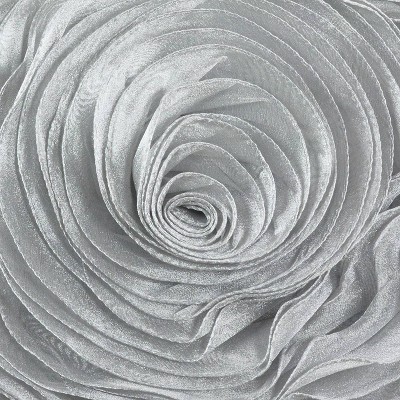 Silver Rose Design Poly Filled Square Throw Pillow