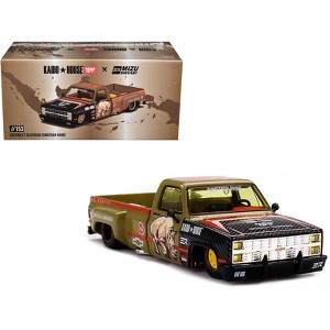 Chevrolet Silverado Dually Truck Tan and Carbon with Graphics "Kaido House" Special 1/64 Diecast Model Car by Mini GT - 1 of 4