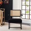 Beautyolove Mid-Century Black Faux Lambskin Black Arm Upholstered Accent Chair Armchair - 3 of 4