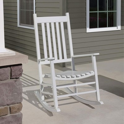 White Kiln-Dried Hardwood Mission Style Outdoor Rocking Chair