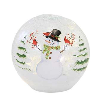 Christmas Snowman W/Cardinals Globe Gold Crest Distributing  -  Decorative Figurines
