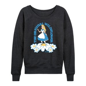 Women's - Disney - Alice in Wonderland Lightweight French Terry Wide Neck Long Sleeve Shirt - 1 of 4