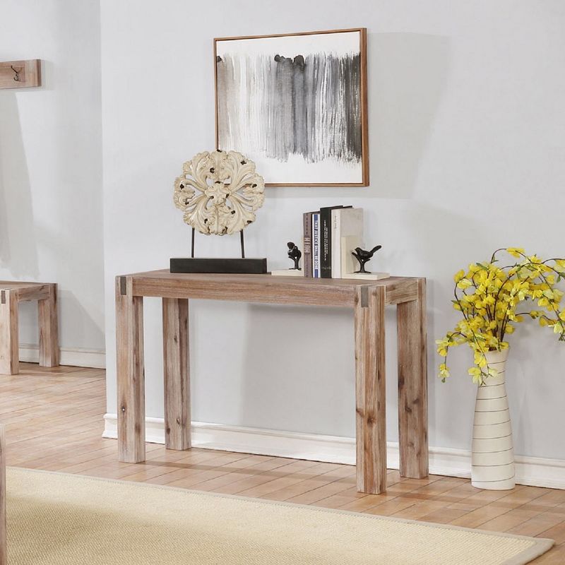 40&#34; Woodstock Acacia Wood with Metal Inset Media Console Table Brushed Driftwood - Alaterre Furniture, 3 of 12