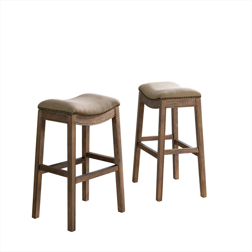 Photos - Chair Set of 2 Williston Bar Height Stools Natural - Alaterre Furniture