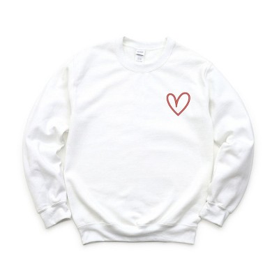 Simply Sage Market Women's Graphic Sweatshirt Embroidered Hand Drawn Heart LC