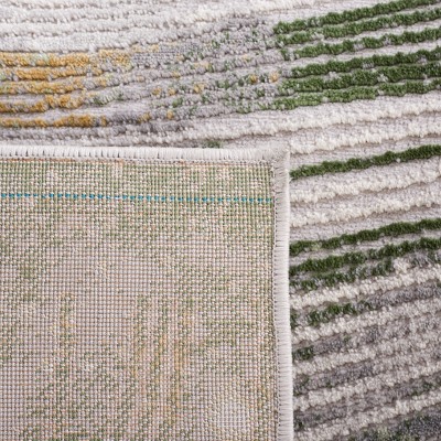 Palma Beige and Green Hand-Knotted Synthetic Area Rug