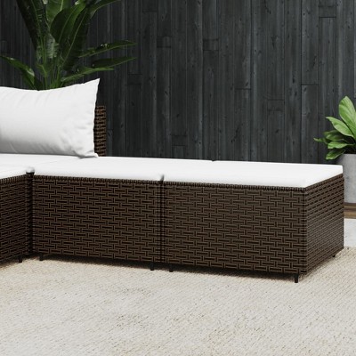 vidaXL Patio Footrests with Cushions 2 pcs Brown Poly Rattan