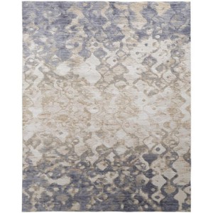 HomeRoots 4' X 6' Ivory Tan And Blue Abstract Distressed Area Rug - 1 of 3
