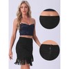 Allegra K Women's Faux Suede Stretch Fringe Trim High Waist Vintage Mini Skirt - 2 of 4