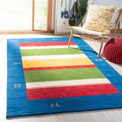Himalaya Blue Multicolor Hand-Knotted Wool Rug, 4' x 6'