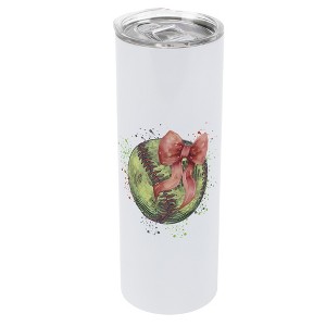 Elanze Designs 20 Ounce Stainless Steel On the Go Travel Tumbler With Push Top Lid, Softball With Pink Bow - 1 of 1
