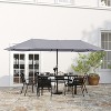 Merrick Lane Evanston Triple Head Umbrella for Patio Use with Top Air Vents, Crank Handle, and Easy Tilt Function - 2 of 4