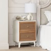 JIONJOY Distressed Rattan Nightstand - Fully Assembled 2-Drawer Boho Bedside Table with Brass Knobs & Woven Cane Fronts - 3 of 4