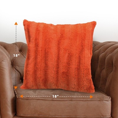 Rust Faux Fur Decorative Pillow Cover, 18" x 18"