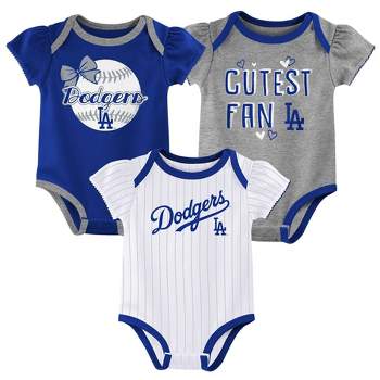 MLB Los Angeles Dodgers Baby Girls' 3pk Bodysuit
