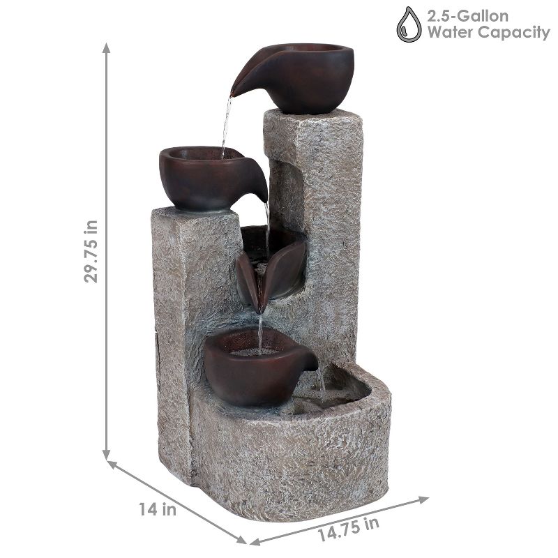 Sunnydaze Outdoor Polyresin Solar Powered Aged Tiered Vessels Water Fountain with Battery Backup - 29", 4 of 13