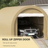 Gulches 10' x 16' Heavy Duty Carport, Portable Garage Storage Tent with Large Zippered Door, Anti-UV PE Canopy for Car, Truck, Boat & Tools (Beige) - 3 of 4