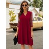 Womens  A Line Dress with Lace Braclet Sleeve V Neck Tunic Dress Mesh Sleeve Summer Basic Dress, Red - Small - 4 of 4