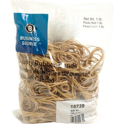 Business Source Rubber Bands Size 31 1 lb./BG 2-1/2"x1/8" Natural Crepe 15739