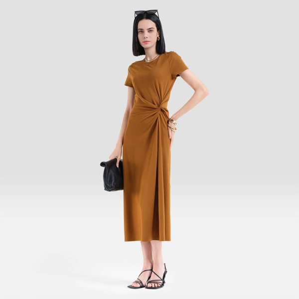Vestido camisero midi de manga corta con fruncido en cintura - A New Day™ 3