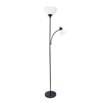 71.5" Traditional 2 Light Mother Daughter Metal Floor Lamp with Torchiere and Reading Light - Creekwood Home