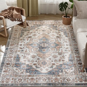 HOMCOM Area Rug, Boho Machine Washable Rug, Non-Slip Low Pile Carpet for Living Room, Bedroom, Dining Room, Home Office - 1 of 4