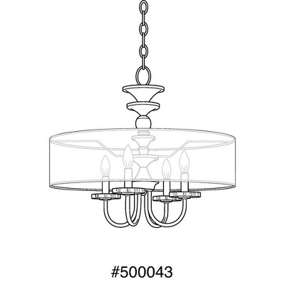 Polished Nickel 4-Light Pendant with Seeded Glass Shade