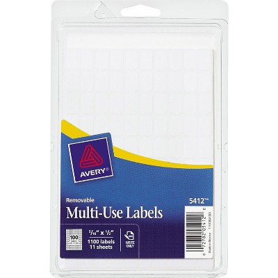 Avery Removable Multipurpose Labels 1/2"x5/16" 1100/PK White 05412