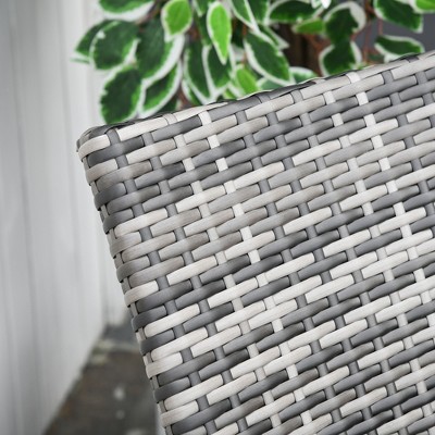 Gray Wicker Swivel Recliner Chair with Cushions