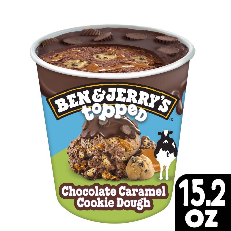 Ben &#38; Jerry&#39;s Topped Chocolate Caramel Cookie Dough Ice Cream - 15.2oz, 1 of 8
