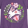 Girls' - Instant Message - Scandinavian Bunny With Flowers Fitted Short Sleeve Graphic T-Shirt - 2 of 4