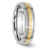 Black Bow Jewelry 6mm Cobalt & 14K Gold Inlay Satin & Polished Grooved Ridged Band - 4 of 4