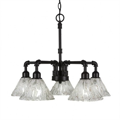Toltec Lighting Vintage 5 - Light Chandelier in  Dark Granite with 7" Italian Ice Shade