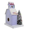 Cody Foster 8.5 Inch Petite Purple House Retro Village Mantle Light Up Village Buildings - 3 of 3
