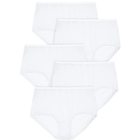 Comfort Choice Women's Plus Size Nylon Brief 5-pack - 14, White : Target