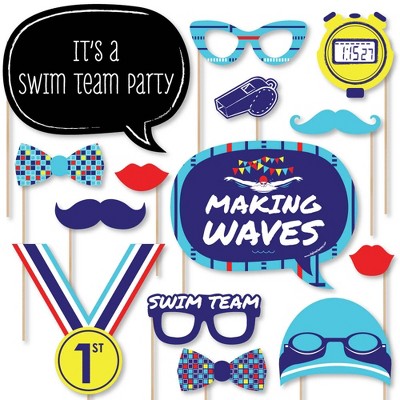 Big Dot of Happiness Making Waves - Swim Team - Swimming Party Birthday Party Photo Booth Props Kit - 20 Count