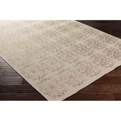 Ivory Floral Wool and Viscose Rectangular Area Rug 2' x 3'4"