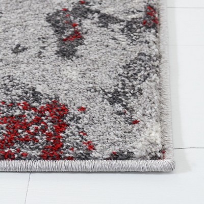 Adirondack Red and Grey Abstract Square Area Rug