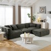 4-Seater Velvet Sofa Set with Movable Ottoman,Modern Sectional Couch with High-Density Sponge Cushions for Living Room Apartment-Cuddlewood - 2 of 4
