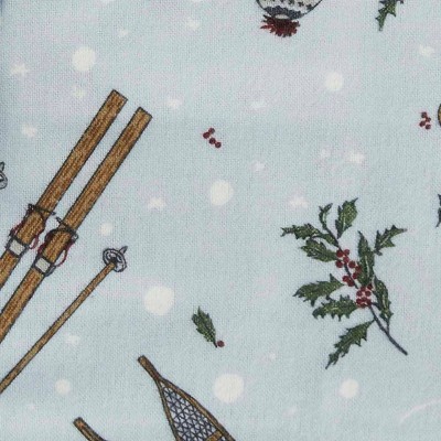 Blue Cotton Flannel Queen Sheet Set with Snow Days Print