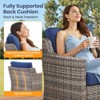 Buenhomino 3-Piece Patio Wicker Furniture Sets, Outdoor Cushioned Bistro Swivel Rocking Chairs Set with Glass Top Side Table, Beige - 4 of 4