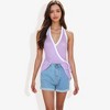 Anna-Kaci Women's Halter Neck Knit Tank Top with V-Neck Wrap Design and Side Tie Detail Top - 3 of 4