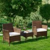 Bestier Patio Furniture Set 3 Pieces, Outdoor Furniture with Glass Table,  Weaving Wicker Rattan Patio Chairs for Garden, Terrace, Porch, Lawns, Brown - 2 of 4