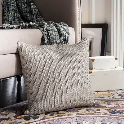 Tickled Gray Knit Cotton 20" Square Throw Pillow