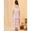 Allegra K Women's Floral Elastic Waist Flowy High Low Hem Layered Ruffle Skirt - 3 of 4