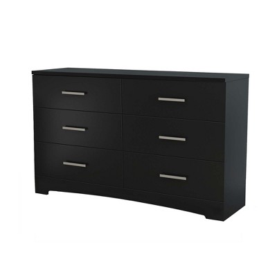 Pure Black Double Dresser with Silver Handles